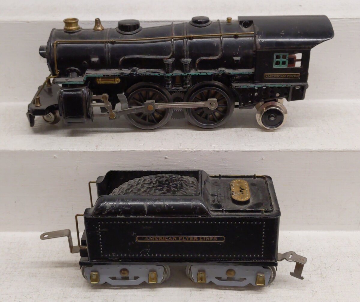 American Flyer 4670 Vintage Standard Gauge 2-4-2 Steam Locomotive w/4663 Tender VG