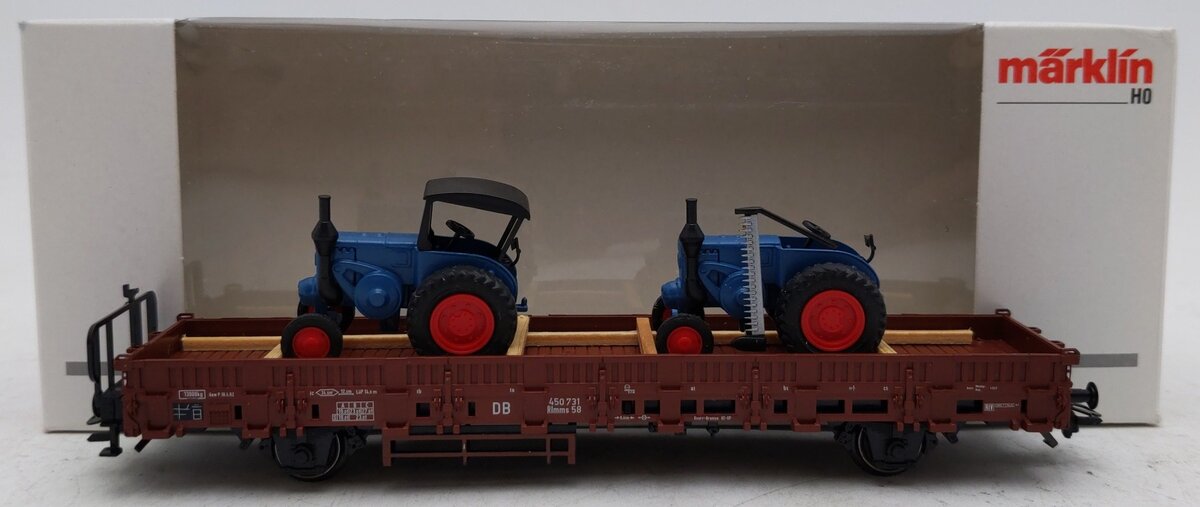 Marklin 46948 HO DB Flatcar w/ 2 Tractors LN/Box