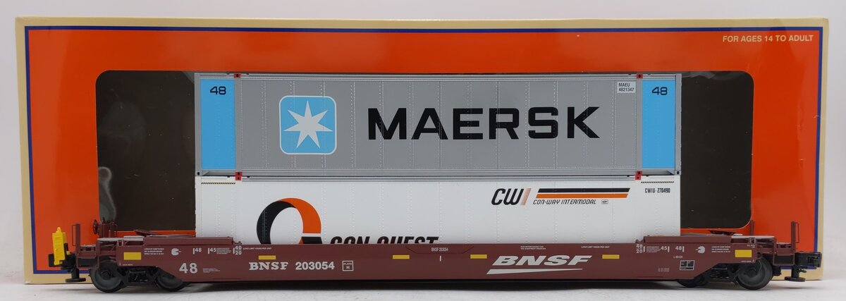 Lionel 6-85068 O Burlington Northern Santa Fe Husky Stack with EOT #203054 EX/Box