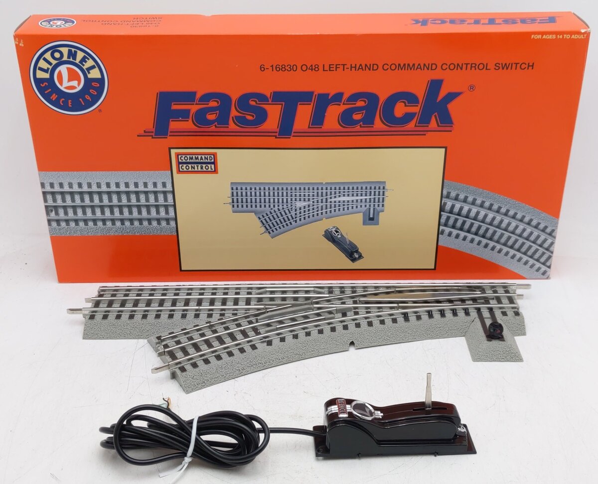 Lionel 6-16830 O48 FasTrack Command Control Left Hand Switch Turnout EX/Box