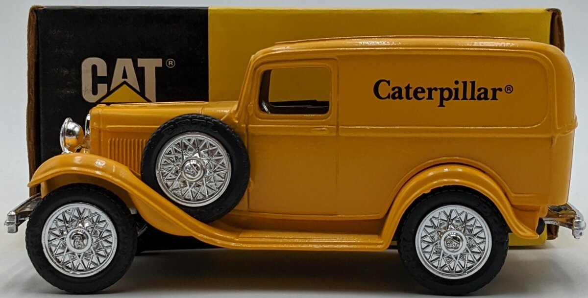 Ertl 2432 1932 Ford Delivery Van Panel Bank - Caterpillar Colors NIB