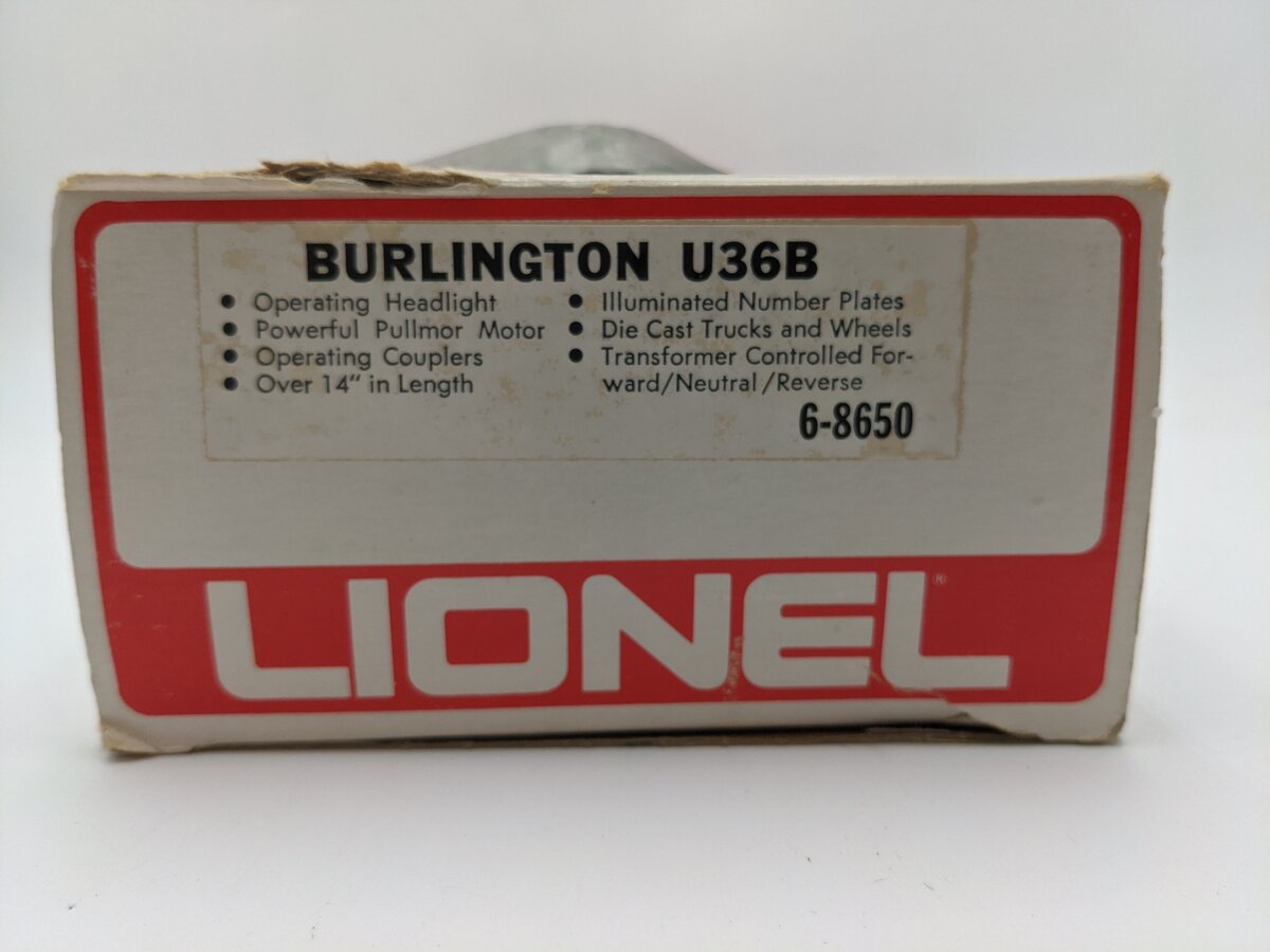 Lionel 6-8650 O Burlington Northern U36B Powered Diesel Locomotive #8650 VG/Box