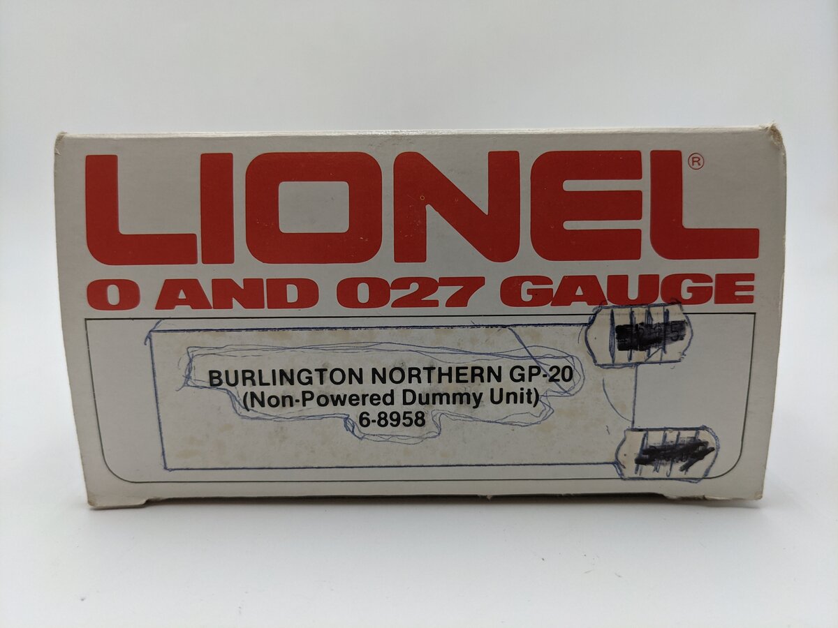 Lionel 6-8958 O Burlington Northern GP20 Dummy Diesel Locomotive #8958 EX/Box
