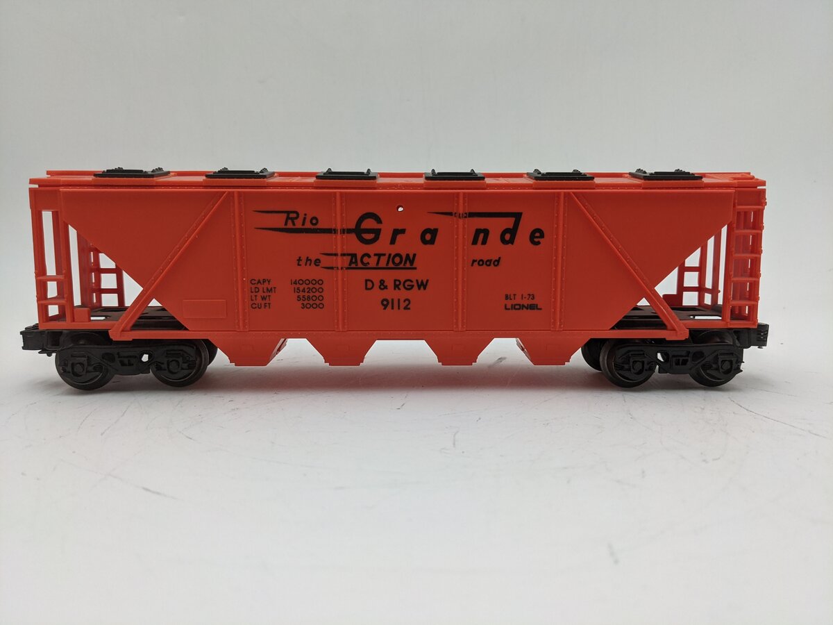 Lionel 6-9112 O Gauge Denver & Rio Grande Western Covered Long Hopper EX/Box