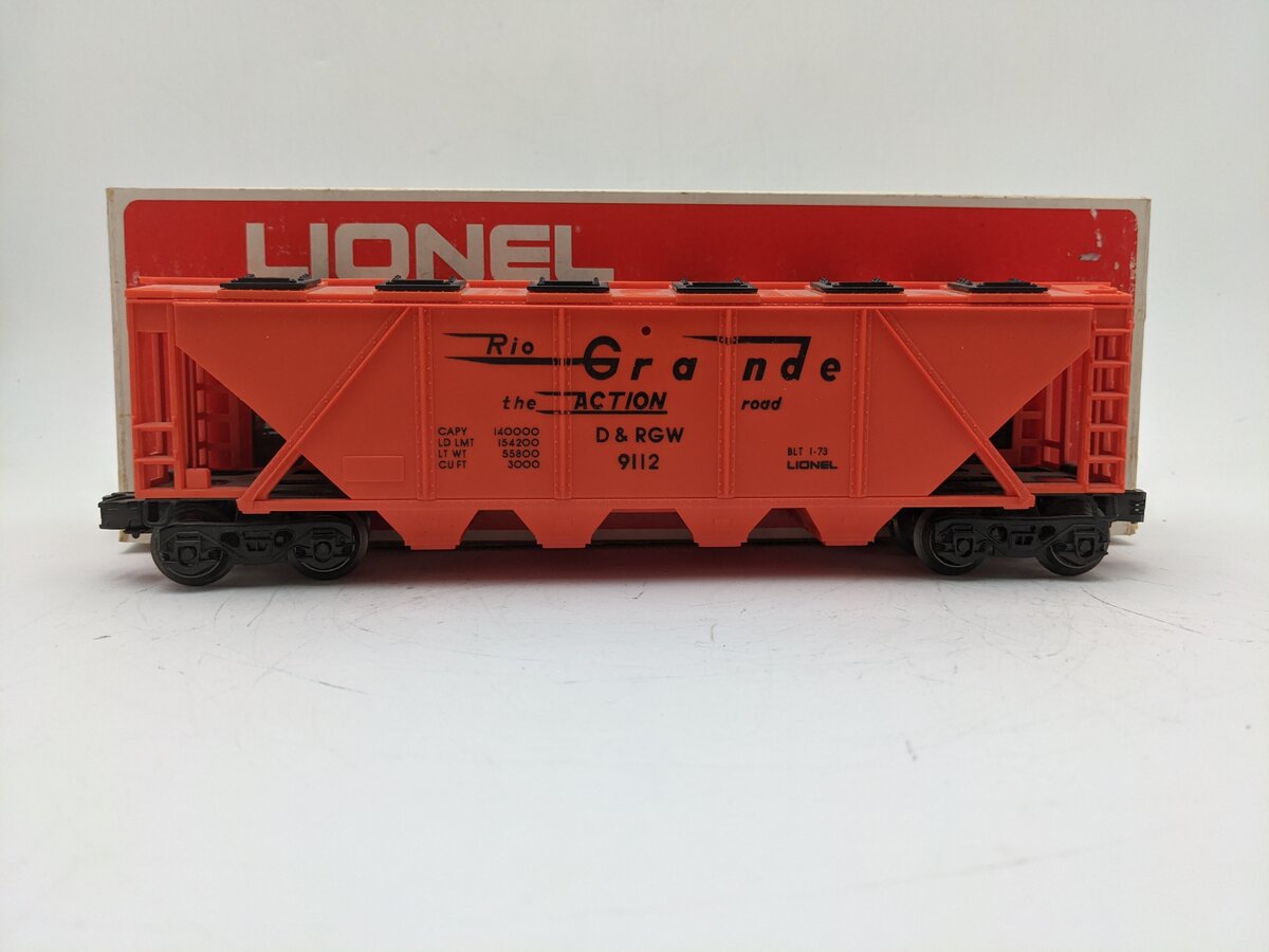 Lionel 6-9112 O Gauge Denver & Rio Grande Western Covered Long Hopper EX/Box