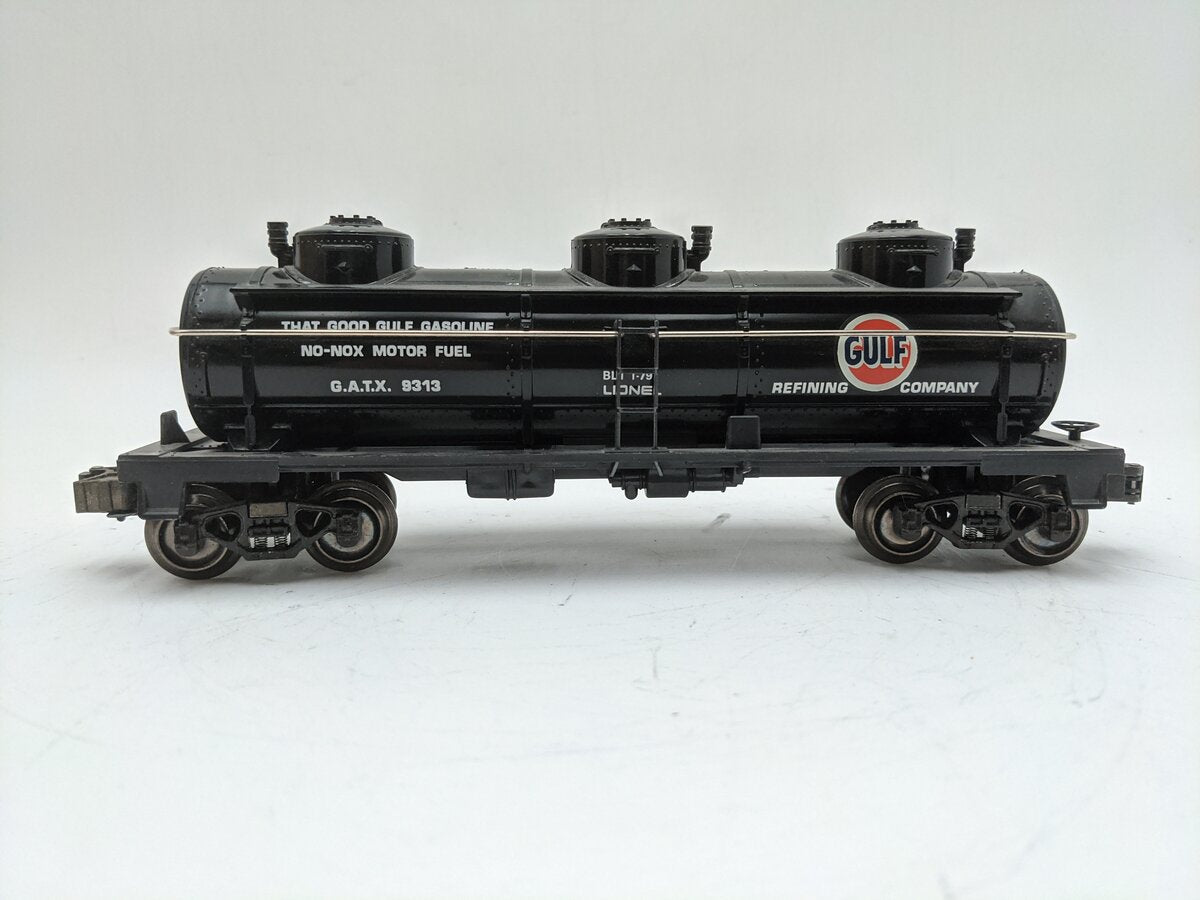 Lionel 6-9313 O Gauge Gulf Black Three-Dome Tank Car EX/Box