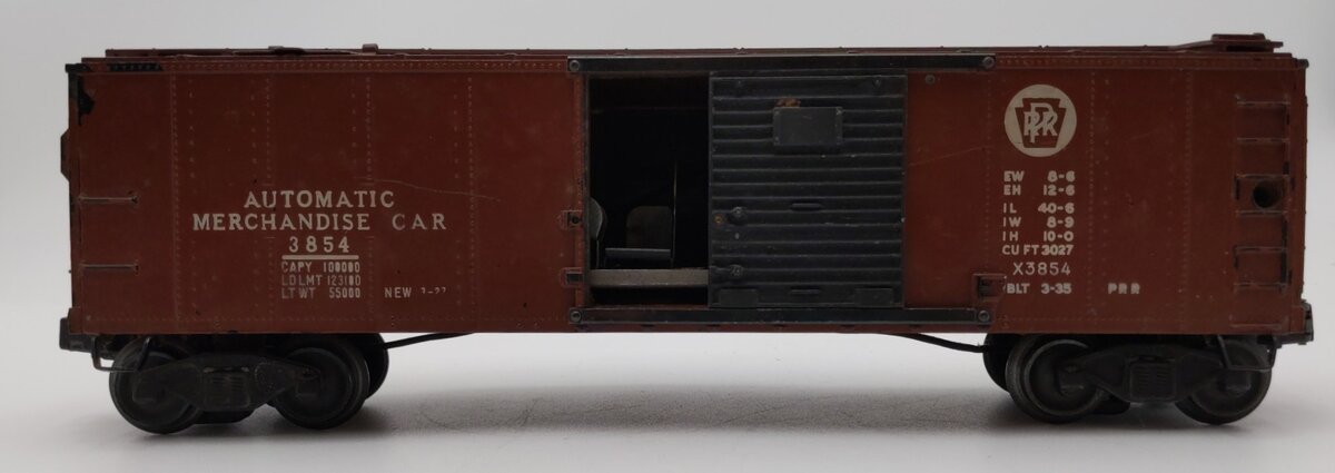 Lionel 3854 Vintage O Pennsylvania Operating Merchandise Car - Black Doors -RARE