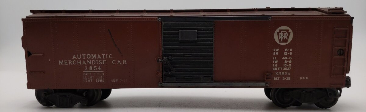 Lionel 3854 Vintage O Pennsylvania Operating Merchandise Car - Black Doors -RARE