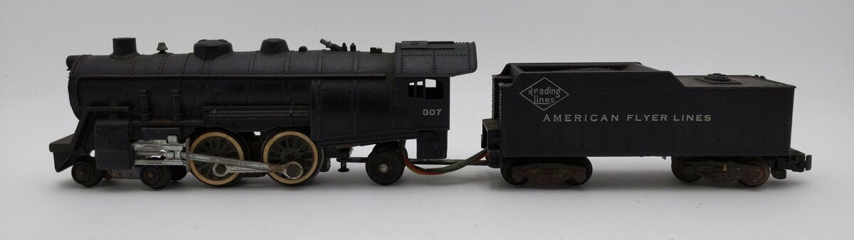 American Flyer 307 S Vintage Reading 4-4-2 Steam Locomotive & Tender VG
