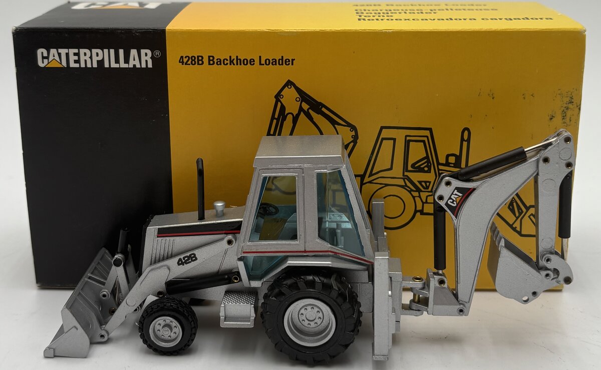 NZG 2851 1:50 Caterpillar 428 Backhoe Loader - Silver Edition LN/Box