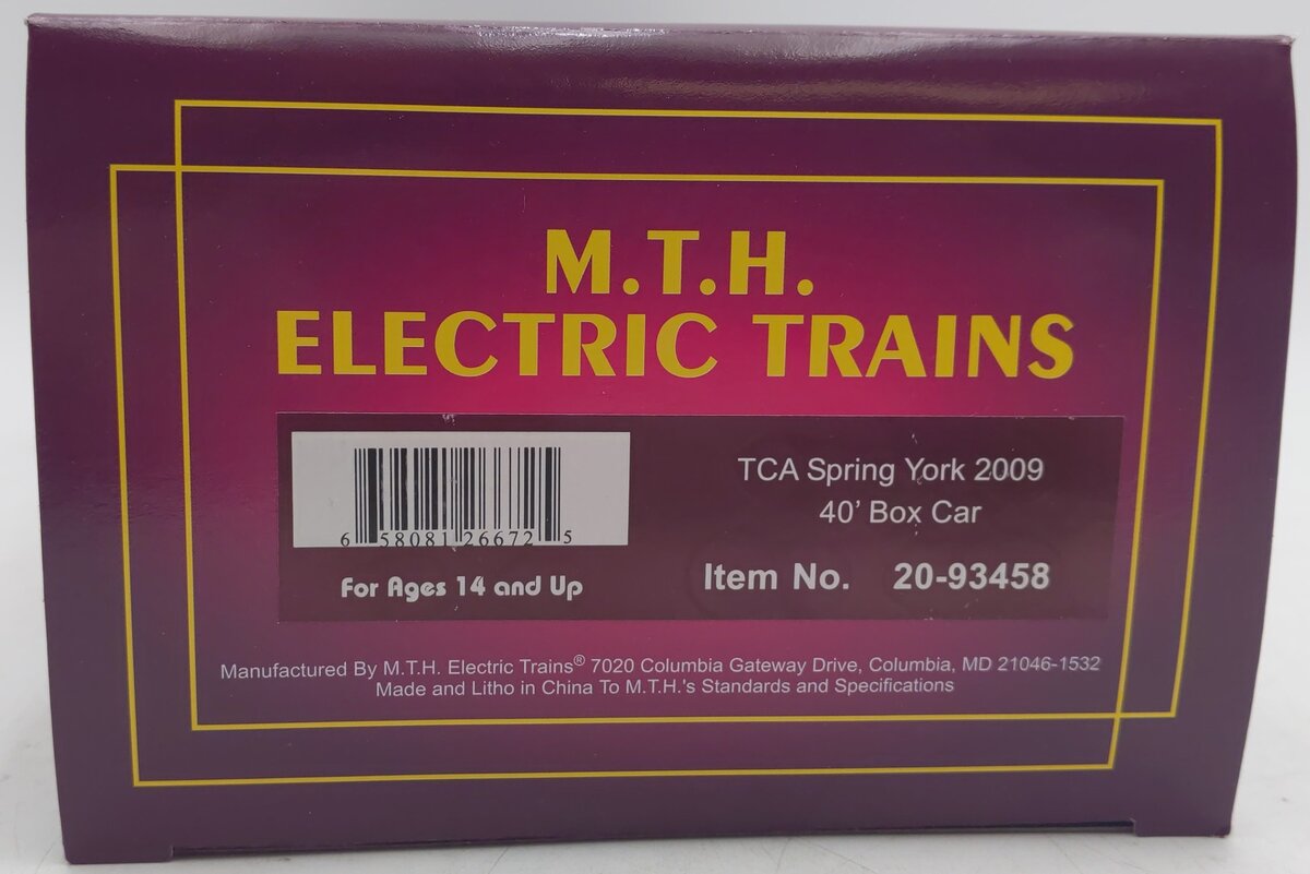 MTH 20-93458 O Gauge TCA Spring York 2009 40' Boxcar EX/Box
