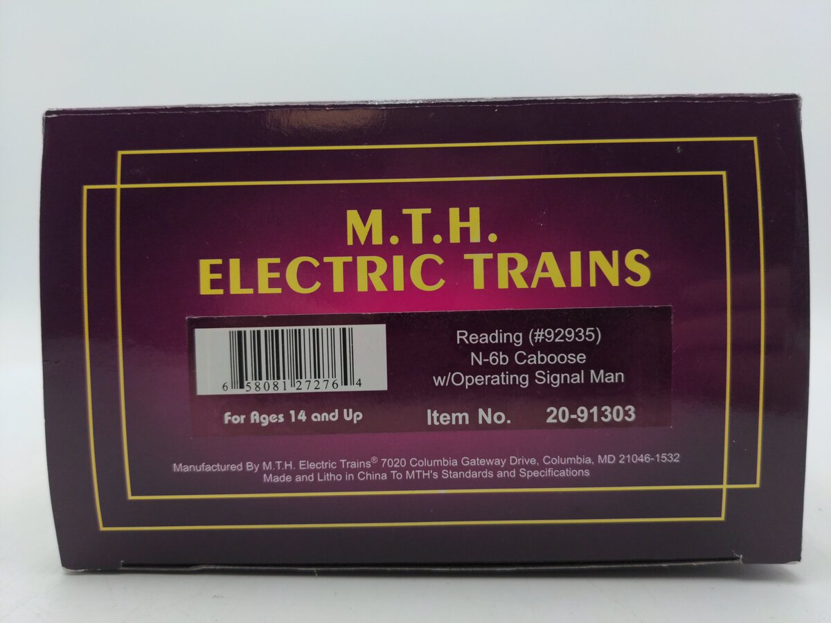 MTH 20-91303 Reading N-6b Caboose w/ Operating Signal Man EX/Box