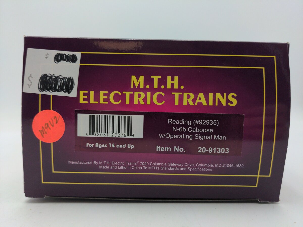 MTH 20-91303 Reading N-6b Caboose w/ Operating Signal Man