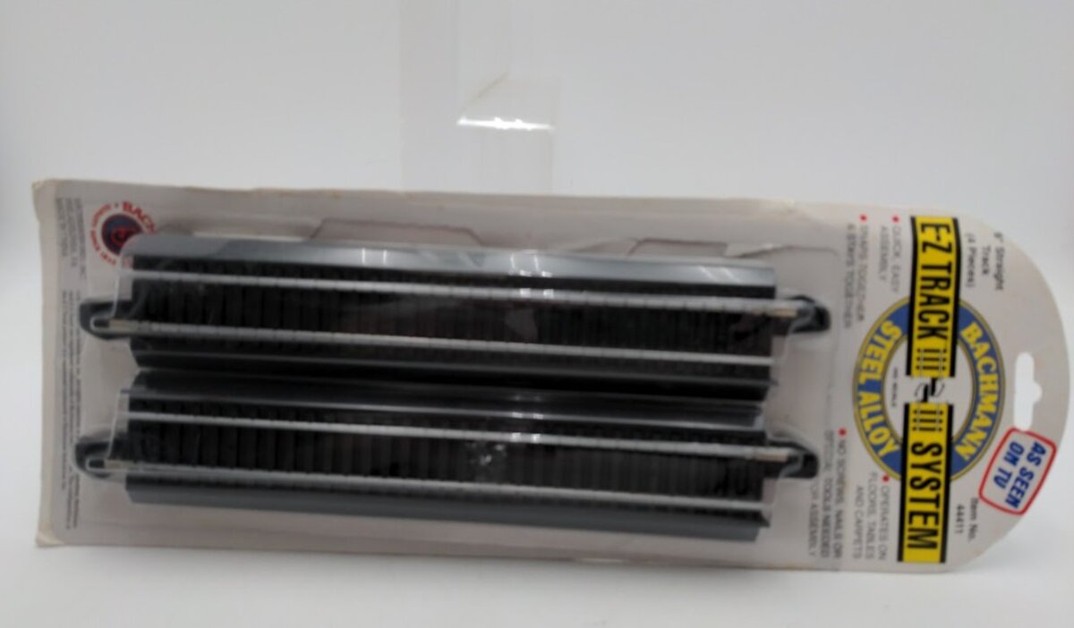 Bachmann 44411 HO Scale Steel Alloy 9" Straight E-Z Track Sections (Pack of 4) LN/Box