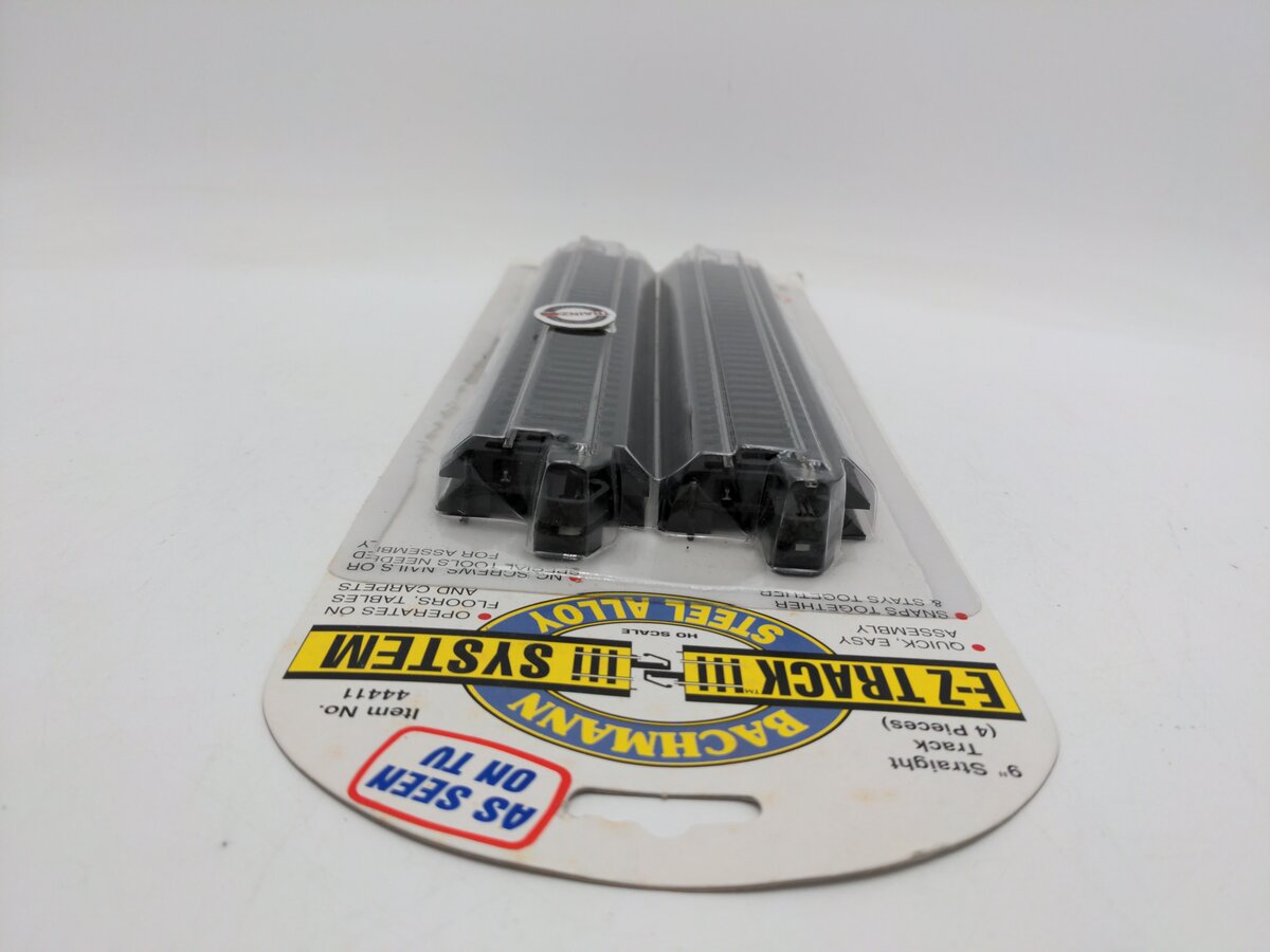 Bachmann 44411 HO Scale Steel Alloy 9" Straight E-Z Track Sections (Pack of 4) LN/Box