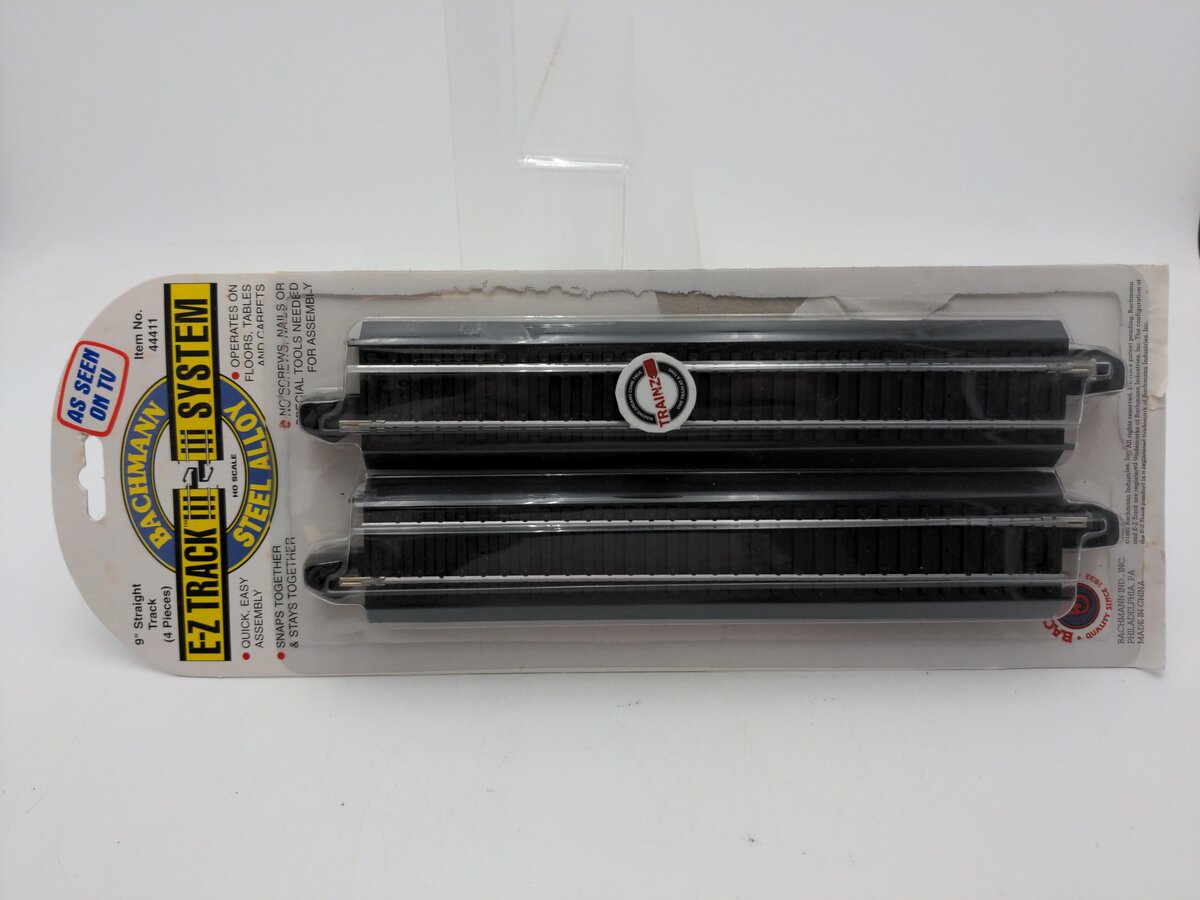 Bachmann 44411 HO Scale Steel Alloy 9" Straight E-Z Track Sections (Pack of 4) LN/Box
