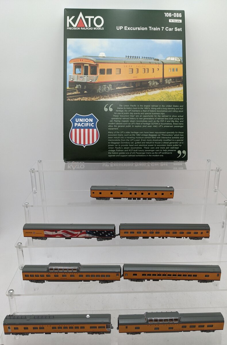 Kato 106-086 N Union Pacific Excursion Train Set (Set of 7) LN/Box