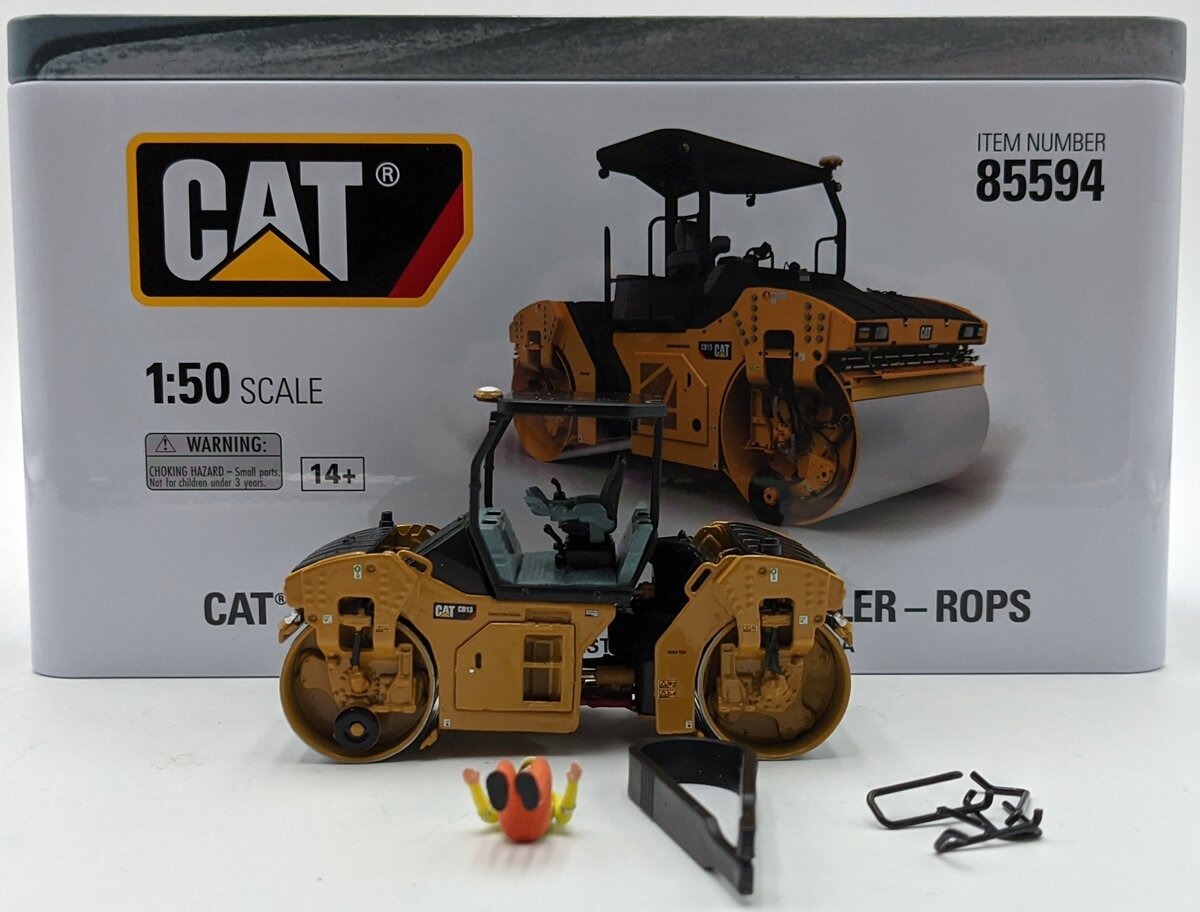 Diecast Masters 85594 1:50 Caterpillar CB-13 Tandem Vibratory Roller with ROPS