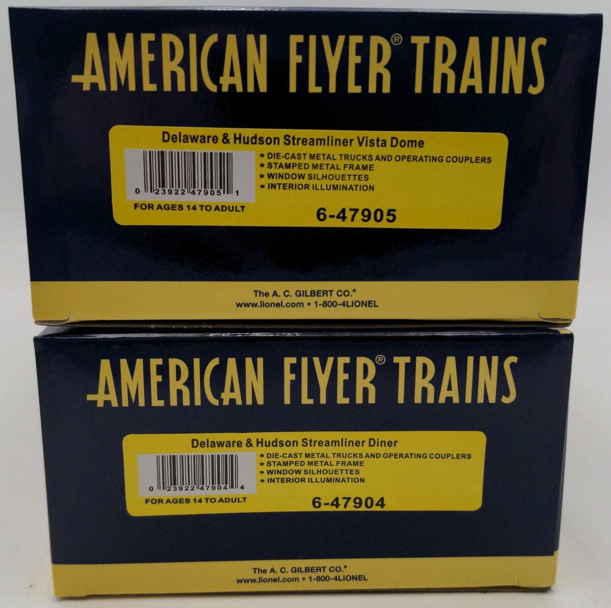 American Flyer 6-47903 S Delaware & Hudson Streamliner Diner & Vista Dome #43/36 EX/Box