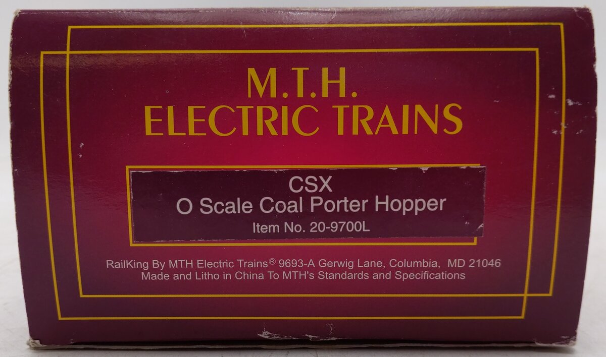 MTH 20-9700 O Gauge CSX Coal Porter Hopper #390596 EX/Box