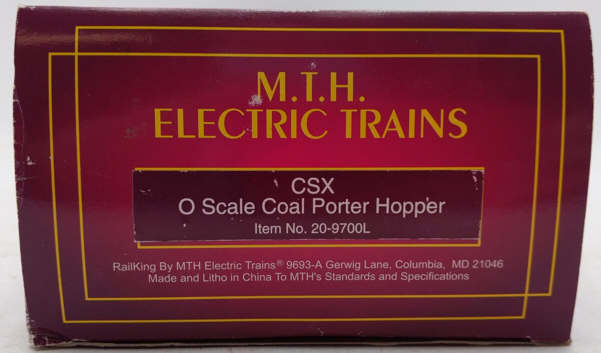 MTH 20-9700 O Gauge CSX Coal Porter Hopper #390596 EX/Box