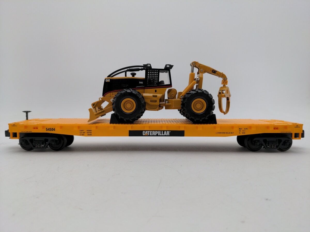 MTH 20-98357 O Caterpillar Flatcar with 545 Grapple Skidder #54504 EX/Box