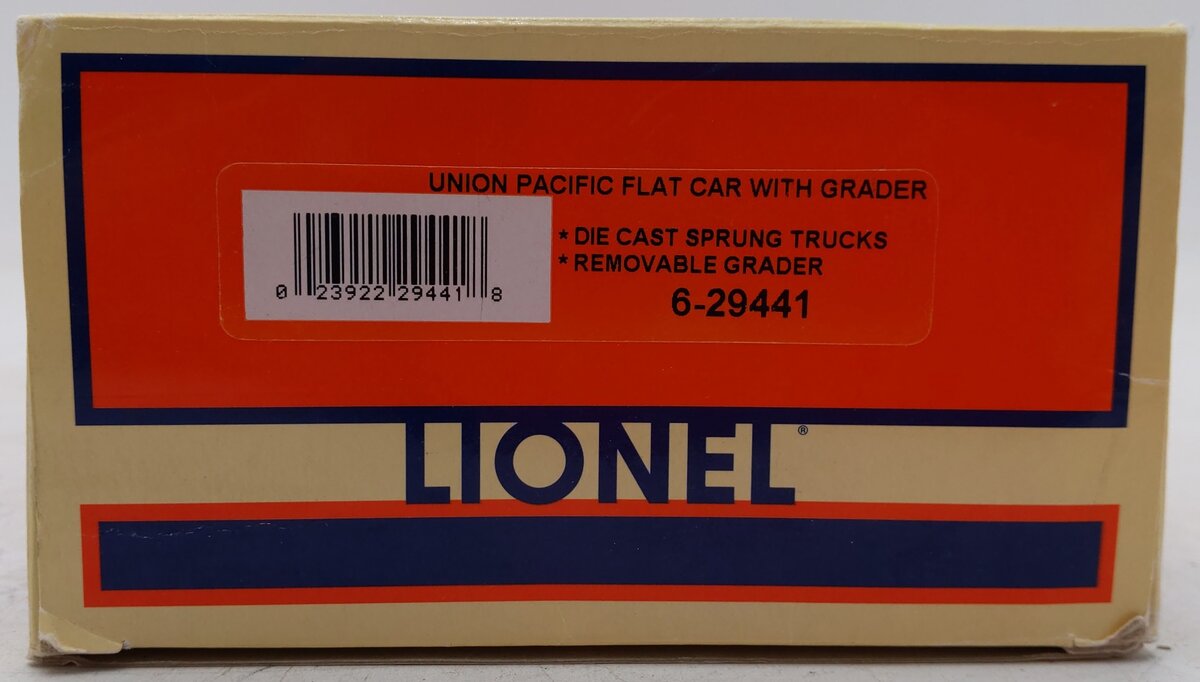Lionel 6-29441 O Gauge Union Pacific Flatcar with Road Grader EX/Box