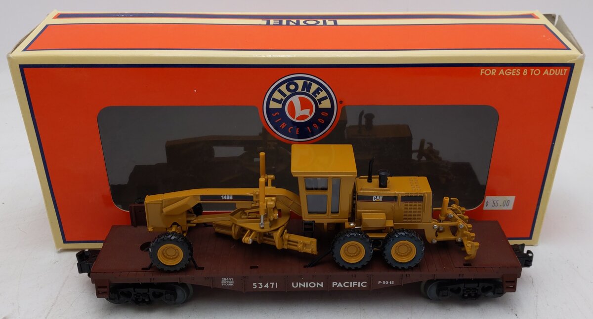 Lionel 6-29441 O Gauge Union Pacific Flatcar with Road Grader EX/Box