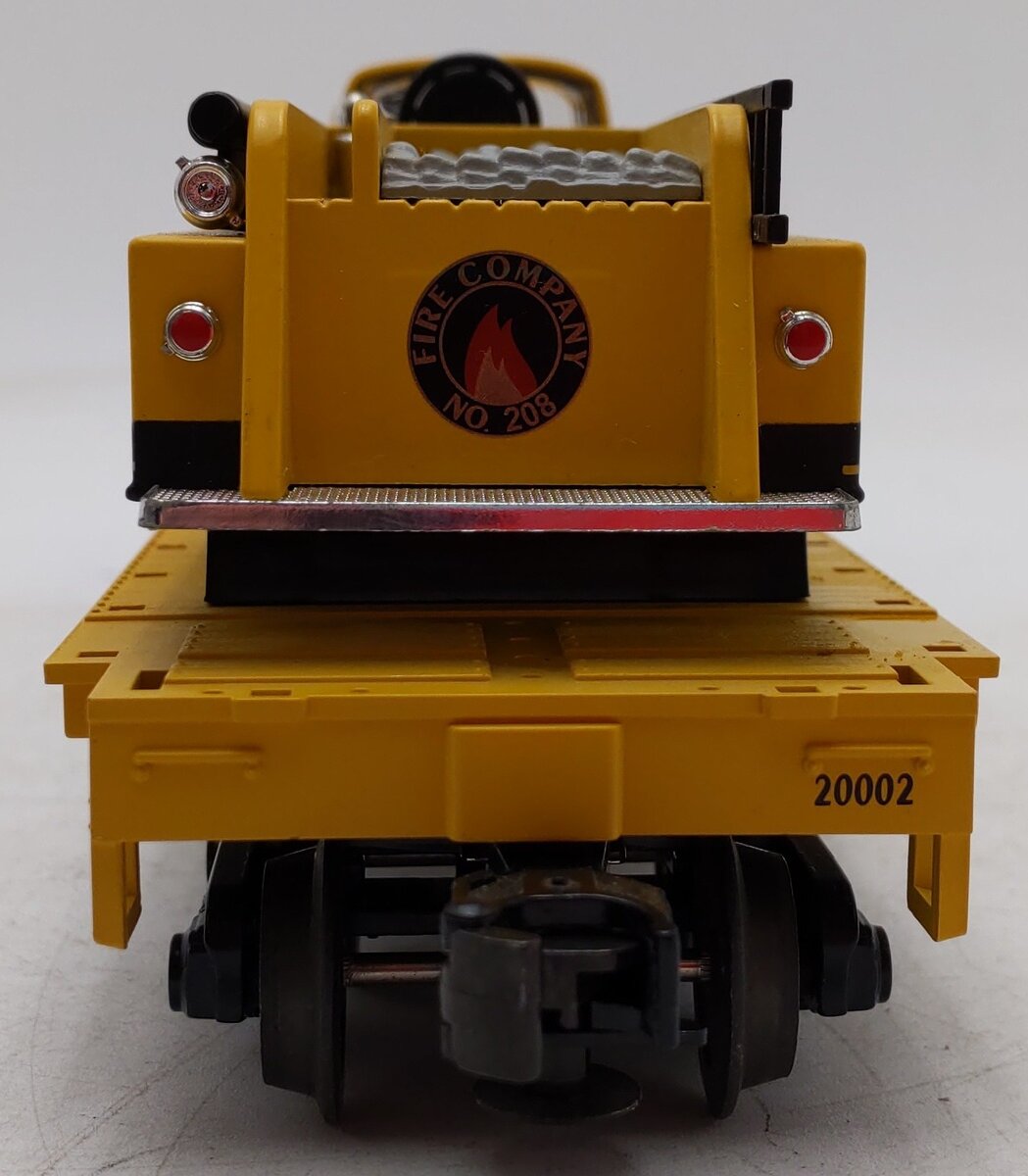 MTH 20-98159 O Gauge MTH Transportation Co Flatcar w/ Yellow Die-Cast Firetrucks EX/Box