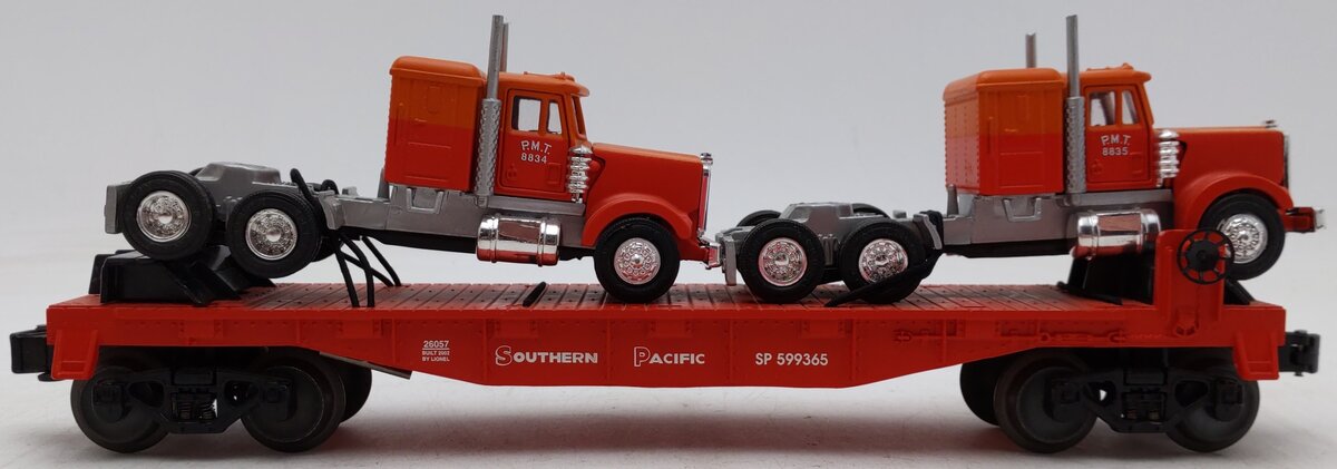 Lionel 6-26057 O Gauge Southern Pacific Flatcar w/Semi Tractors EX/Box