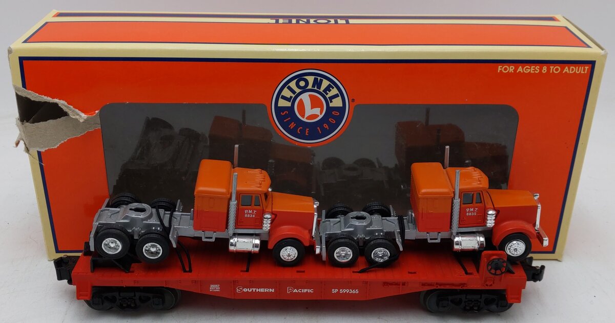 Lionel 6-26057 O Gauge Southern Pacific Flatcar w/Semi Tractors EX/Box