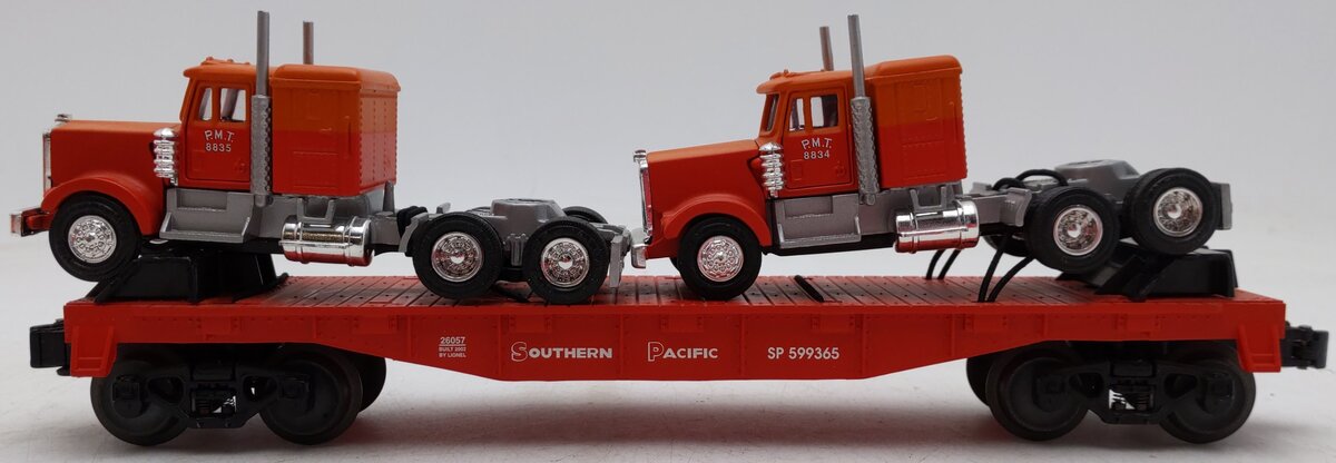 Lionel 6-26057 O Gauge Southern Pacific Flatcar w/Semi Tractors EX/Box