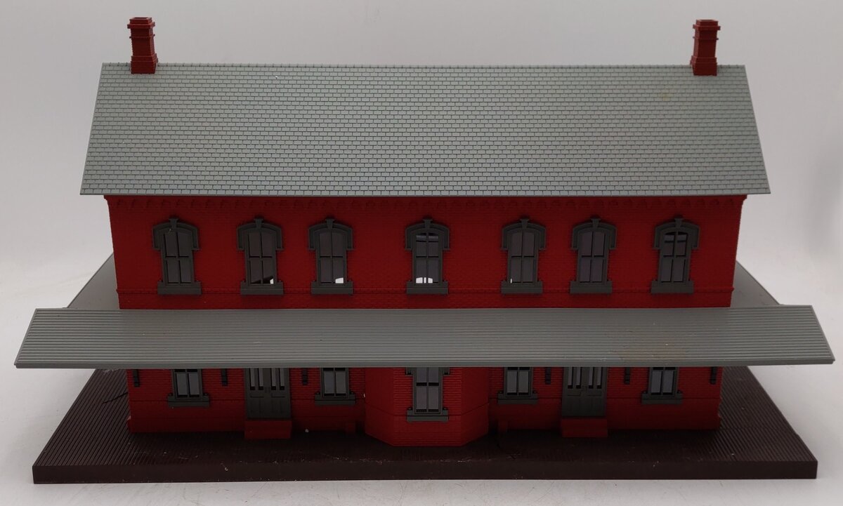 MTH 30-9014 O Gauge Red Stone Passenger Station with 2 Platforms/Box