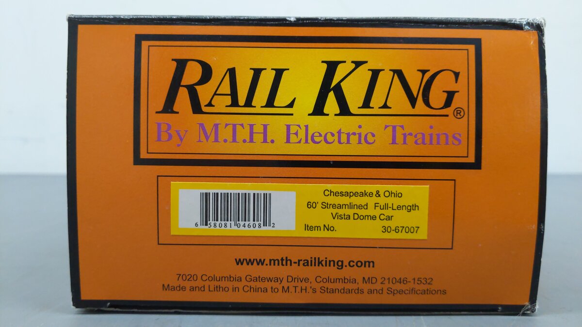 MTH 30-67007 O Gauge Chesapeake & Ohio Vista Dome Car VG/Box