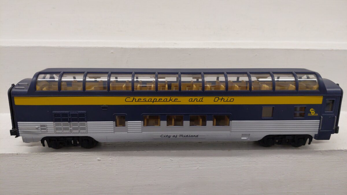 MTH 30-67007 O Gauge Chesapeake & Ohio Vista Dome Car VG/Box