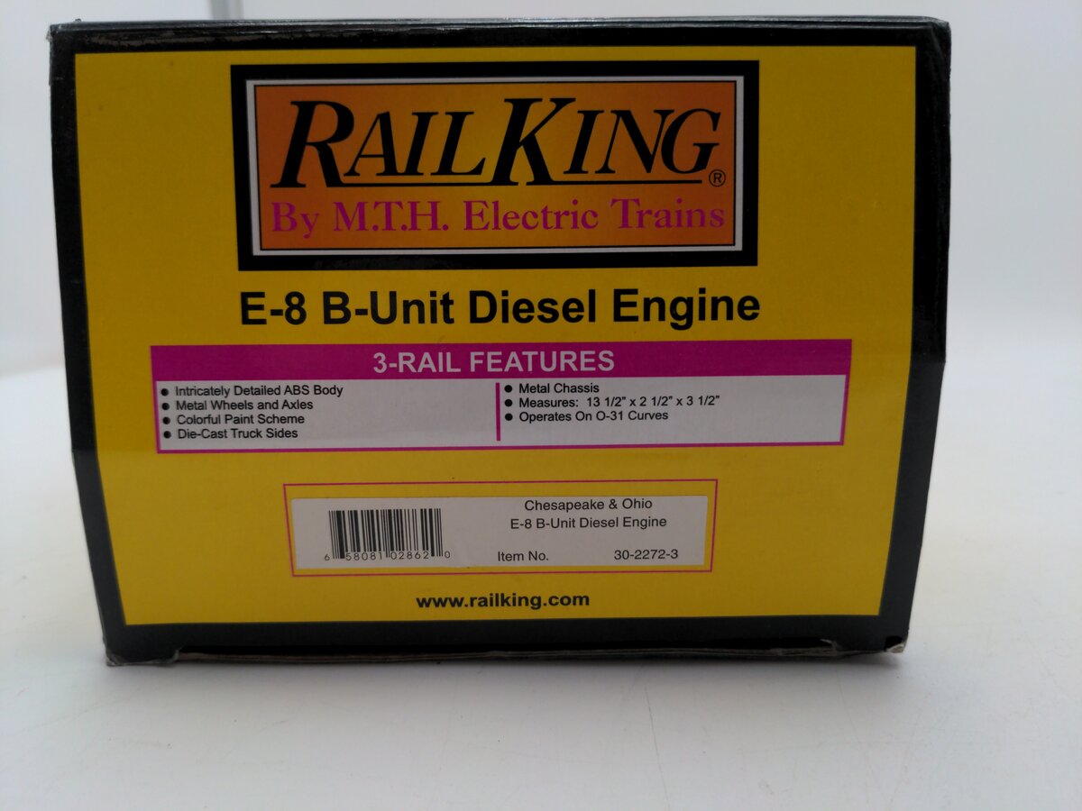 MTH 30-2272-3 Chesapeake & Ohio E-8 B-Unit Non-Powered Diesel Engine EX/Box