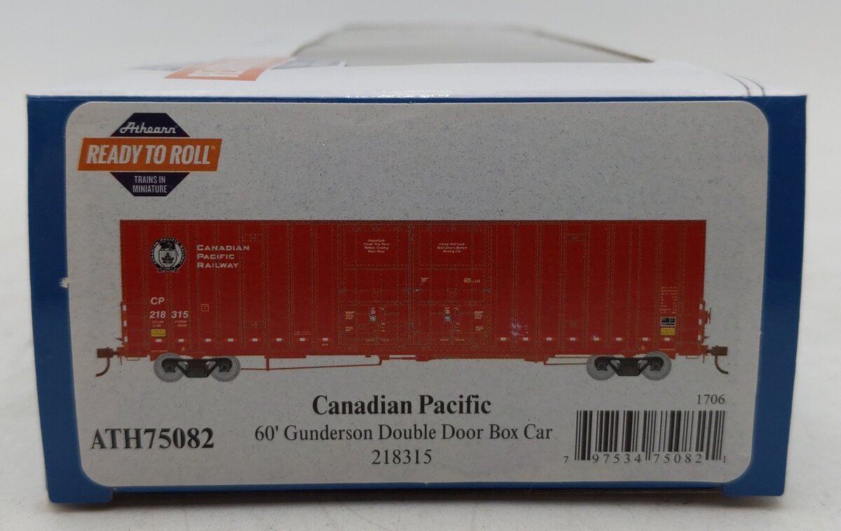 Athearn 75082 HO Scale Canadian Pacific 60' Gunderson Double Door Boxcar #218315/Box