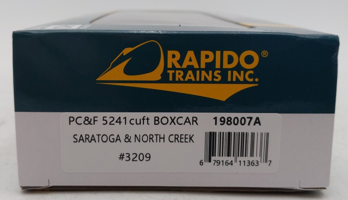 Rapido Trains 198007A HO Saratoga & North Creek PC&F 5241cuft Boxcar #3209 LN/Box