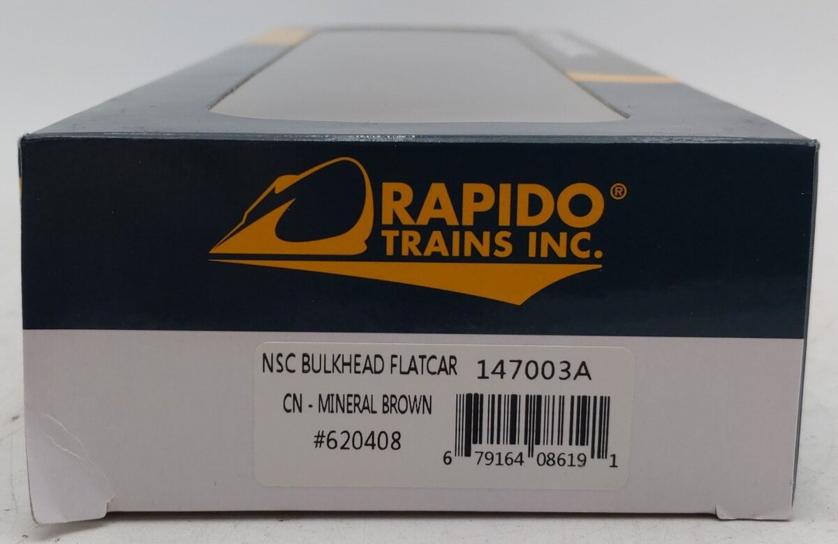 Rapido Trains 147003A HO CN National Steel Car Bulkhead Flatcar #620408 EX/Box