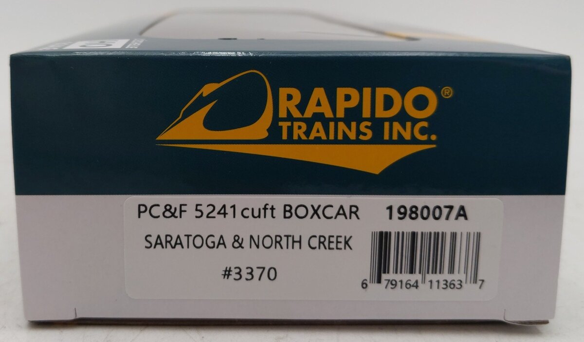 Rapido Trains 198007A HO Saratoga & North Creek PC&F 5241cuft Boxcar #3370 LN/Box
