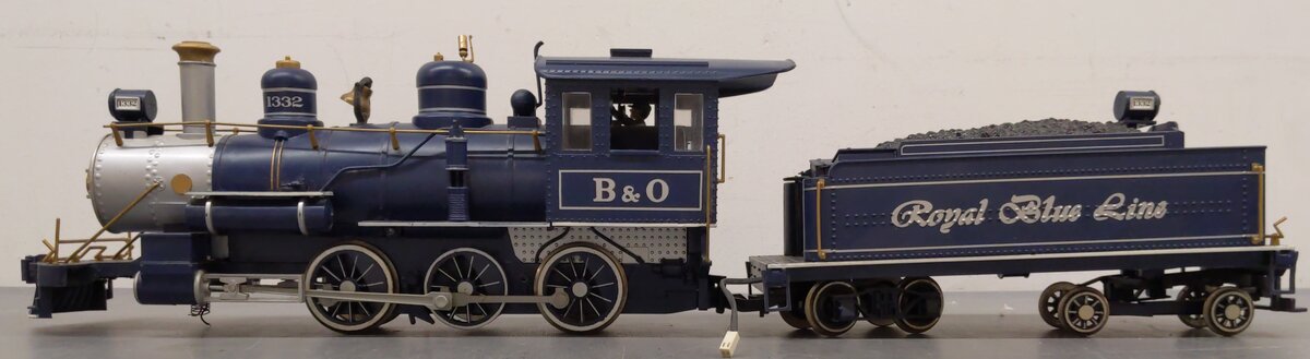 Bachmann 1332 G B&O Royal Blue Line 4-6-0 Steam Locomotive and Tender #1332 VG
