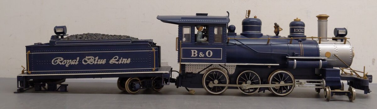 Bachmann 1332 G B&O Royal Blue Line 4-6-0 Steam Locomotive and Tender #1332 VG