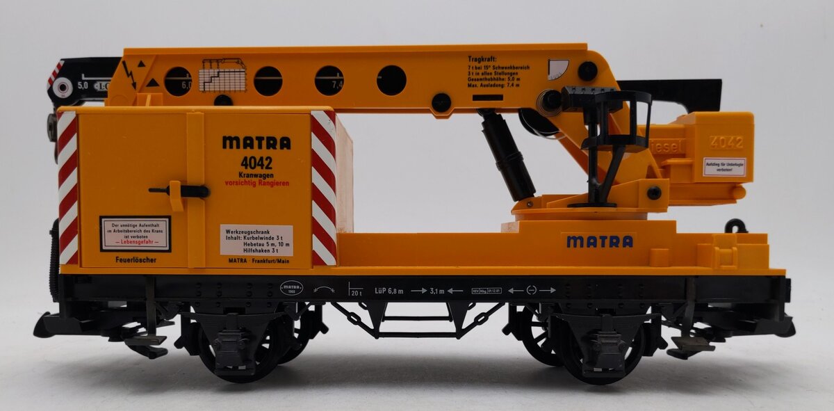 LGB 40420 G Scale Matra Yellow Construction Crane Car EX