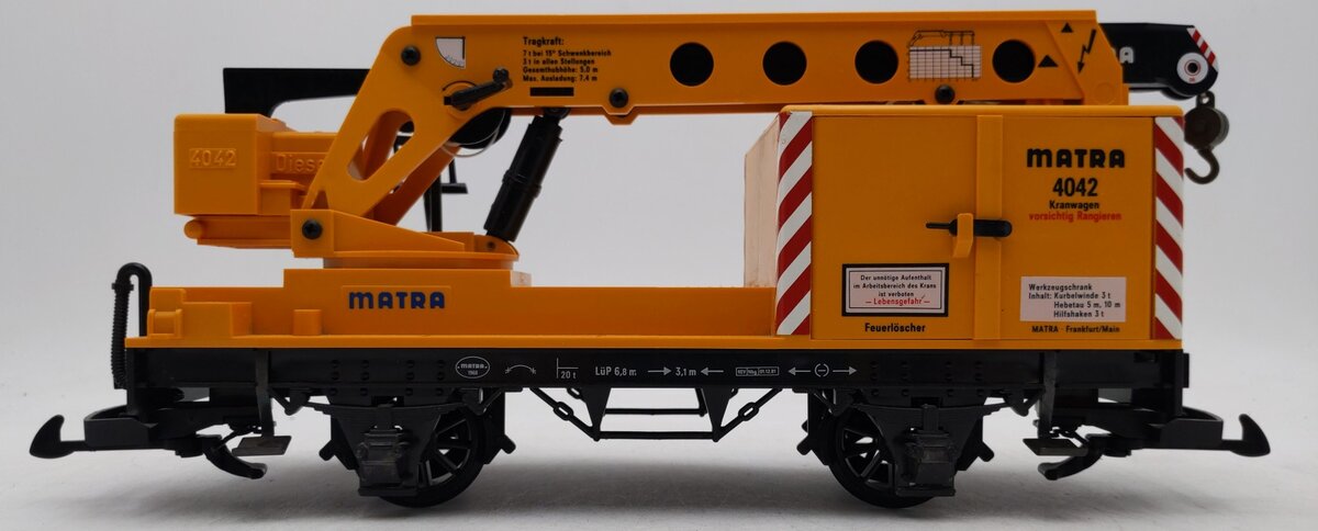 LGB 40420 G Scale Matra Yellow Construction Crane Car EX