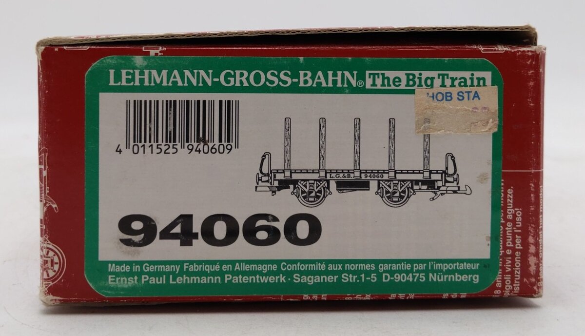 LGB 94060 G Gauge LGB Short Flat Car W/ Stakes EX/Box