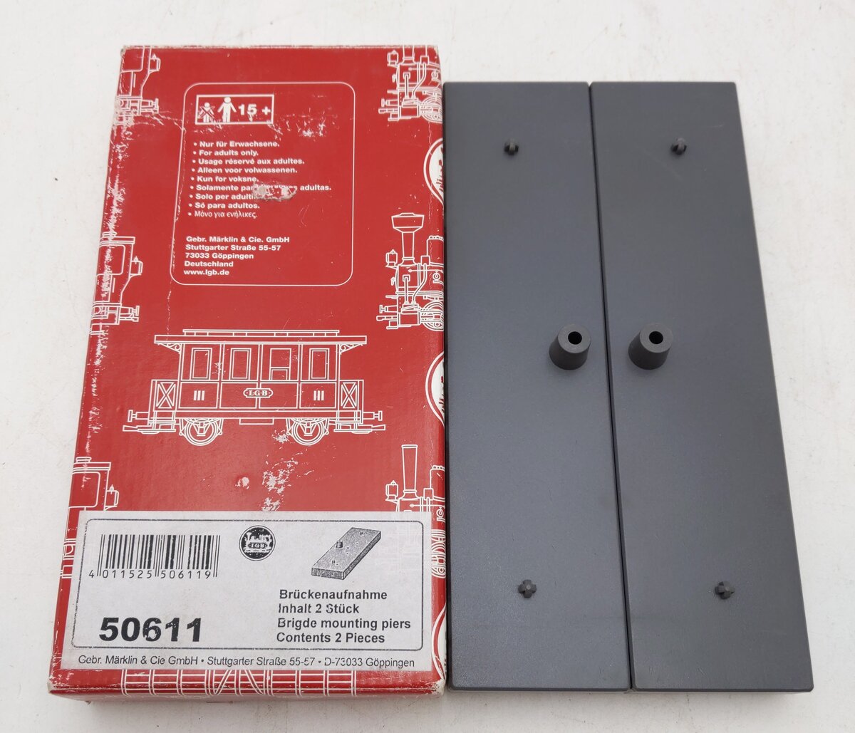 LGB 50611 G Scale Bridge Mounting Piers (Pack of 2) EX/Box