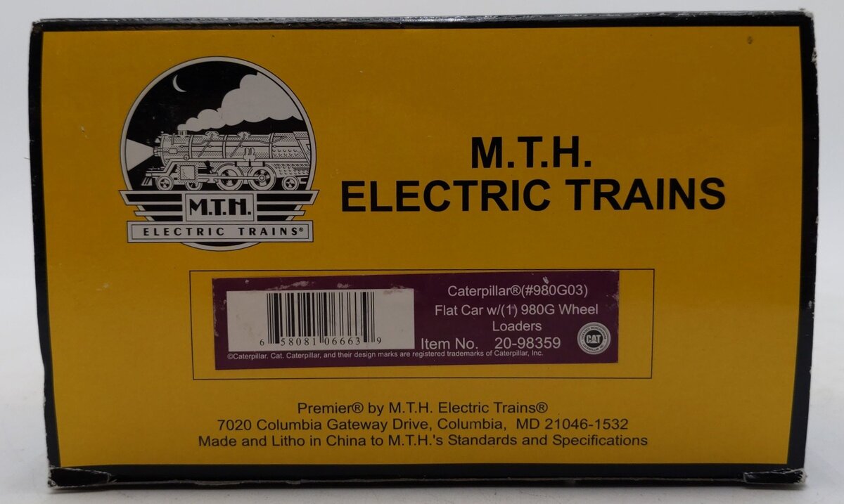MTH 20-98359 O Gauge Caterpillar Flat Car with Loader EX/Box