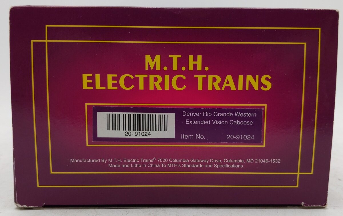 MTH 20-91024 O Gauge Denver & Rio Grande Western Extended Vision Caboose #01500 EX/Box