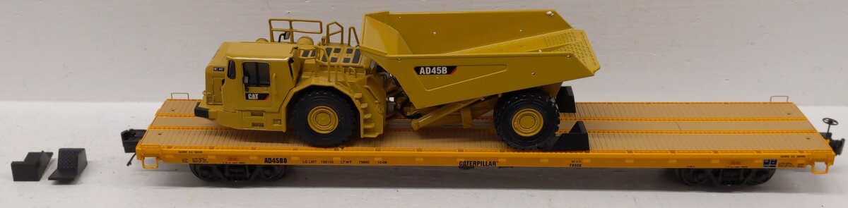 MTH 20-98650 Caterpillar 60’ Flat Car w/CAT AD45B Articulated Truck EX/Box