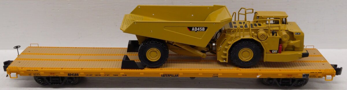 MTH 20-98650 Caterpillar 60’ Flat Car w/CAT AD45B Articulated Truck EX/Box